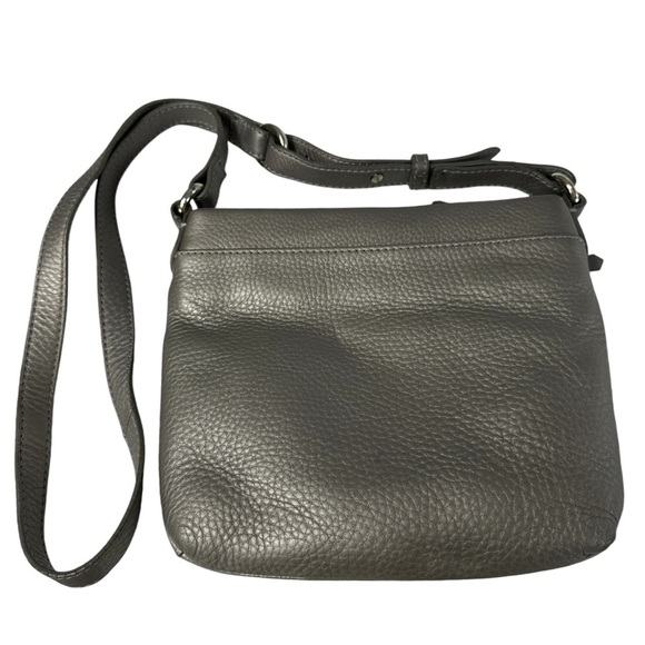 Cole Haan Metallic Pewter Leather Crossbody and Matching Wristlet Keyholder - Picture 5 of 10